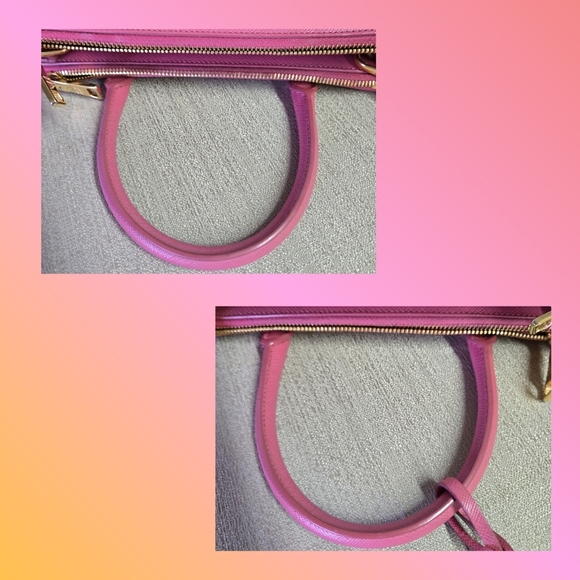 PRADA | Authentic Saffiano Lux Leather Galleria Double Zip in Pink sz S (10") - Picture 8 of 16